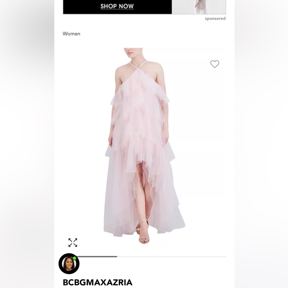 BCBG Maxazria Baby Pink Tiered Ruffle High Low Dress